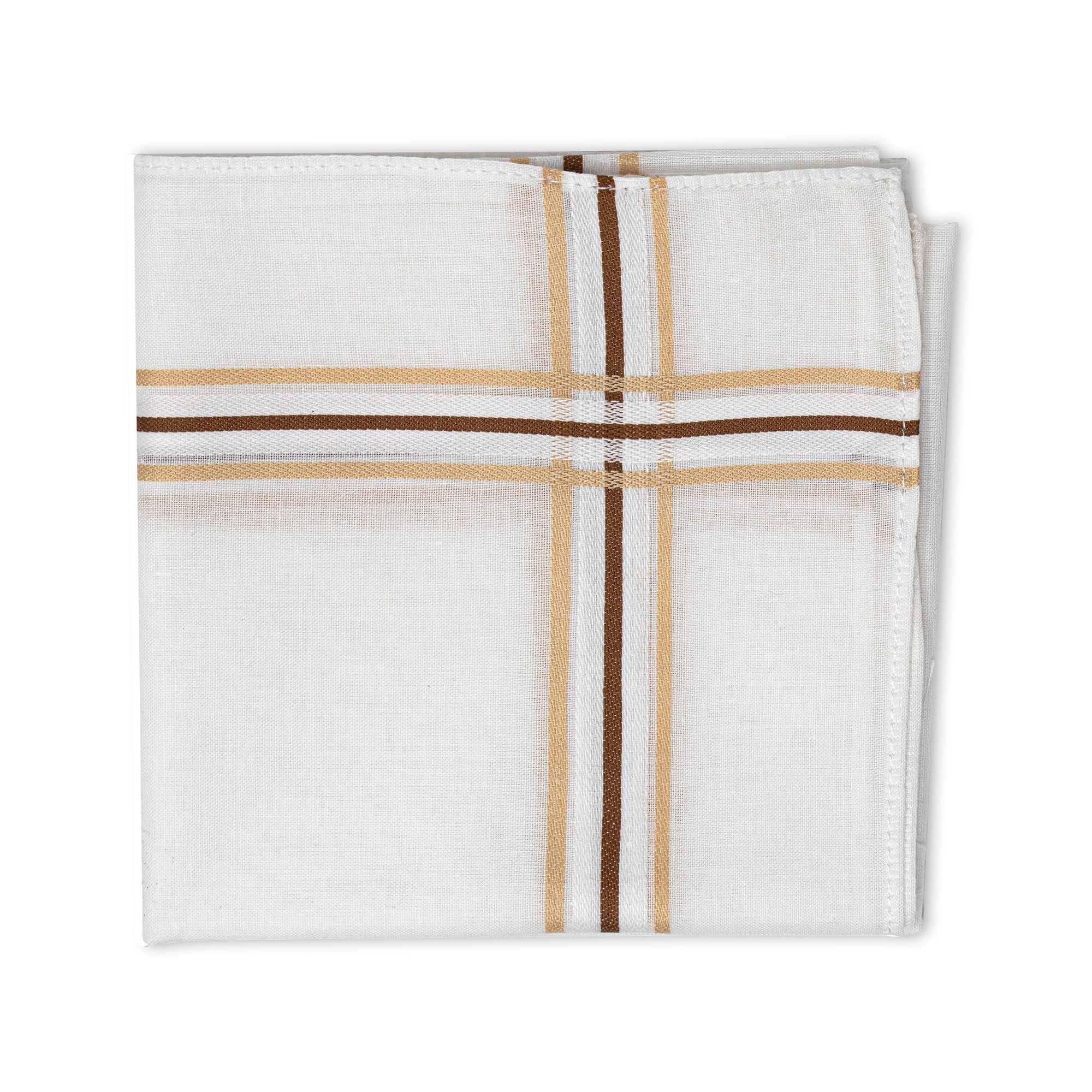 Men's Pristine Mercerised Cotton 6 Piece Handkerchief Set - White Stripe