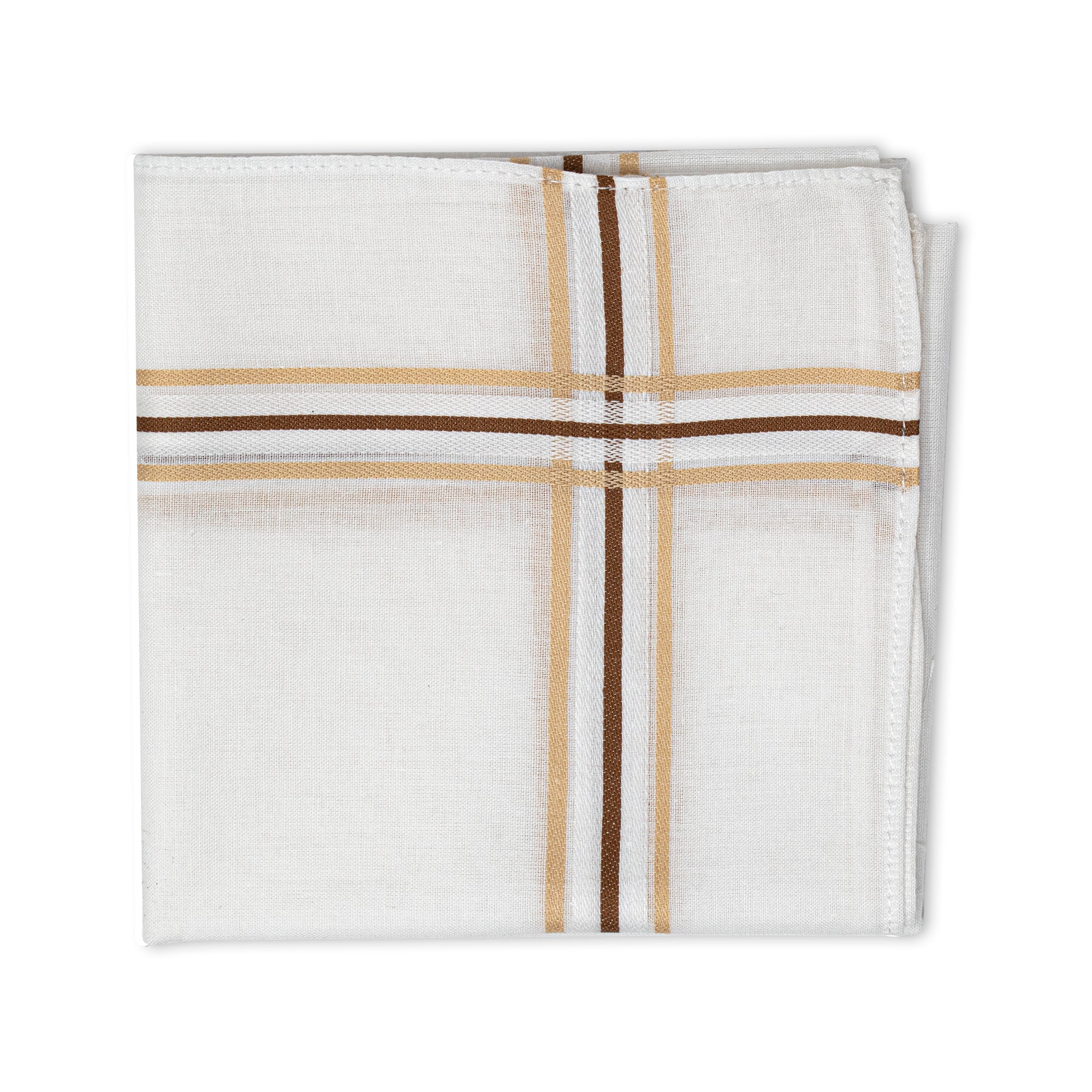 Men's Pristine Mercerised Cotton 6 Piece Handkerchief Set - White Stri