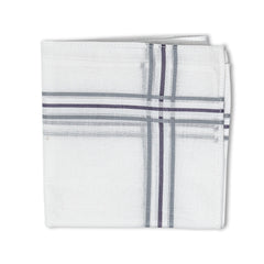 Men's Pristine Mercerised Cotton 3 Piece Handkerchief Set - White Stripe