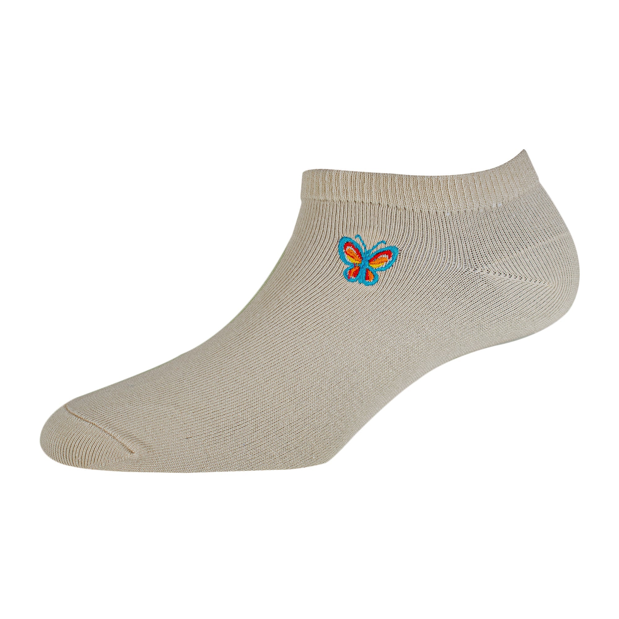 Women's Low Ankle Antibacterial Cotton socks with Embroidery Plain - YW-W1-6002