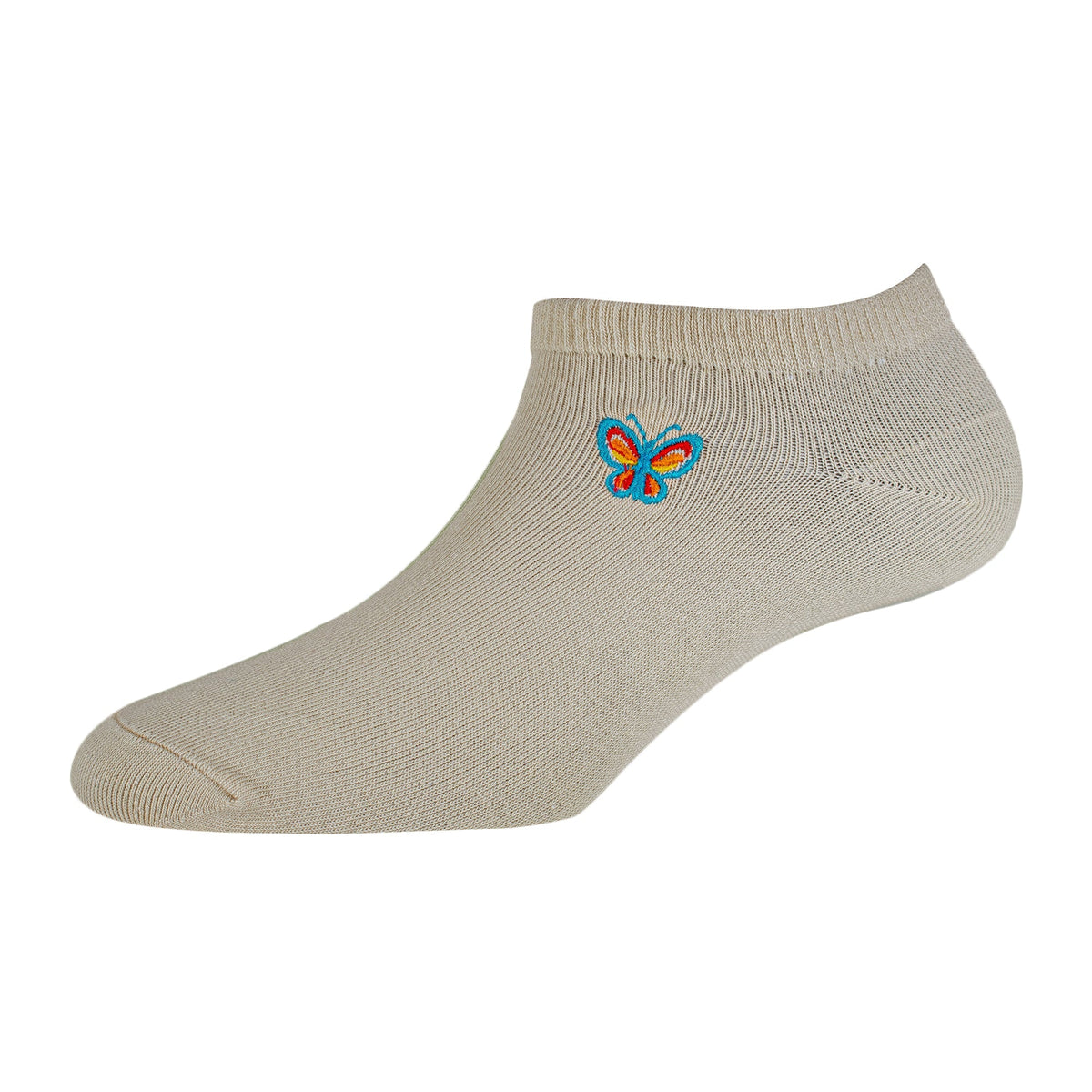 Women's Low Ankle Antibacterial Cotton socks with Embroidery Plain - YW-W1-6002