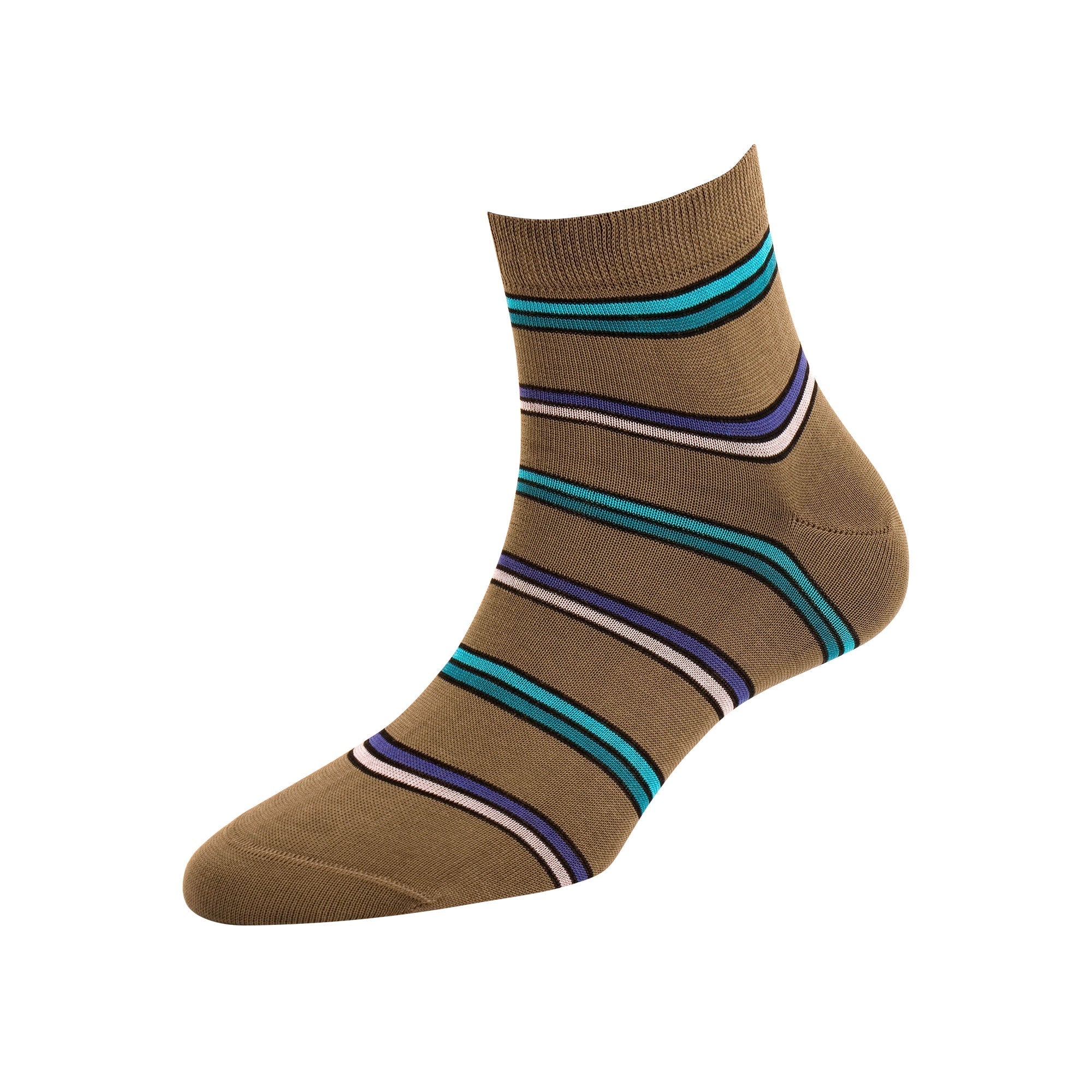 Women's Dark Grey Multi Stripe Ankle Socks