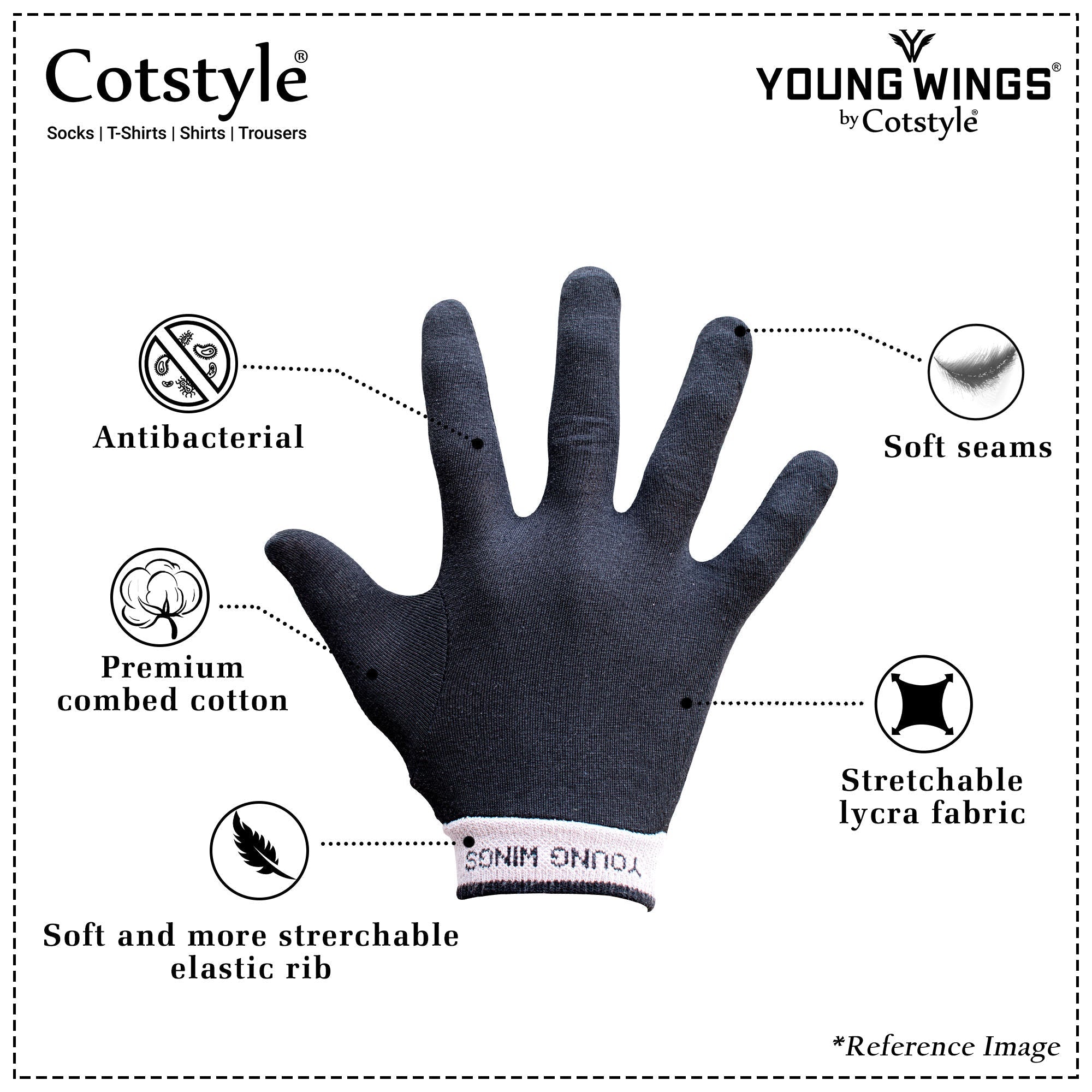 Men's Antibacterial Cotton Hand Gloves - Pack of 2 Pairs