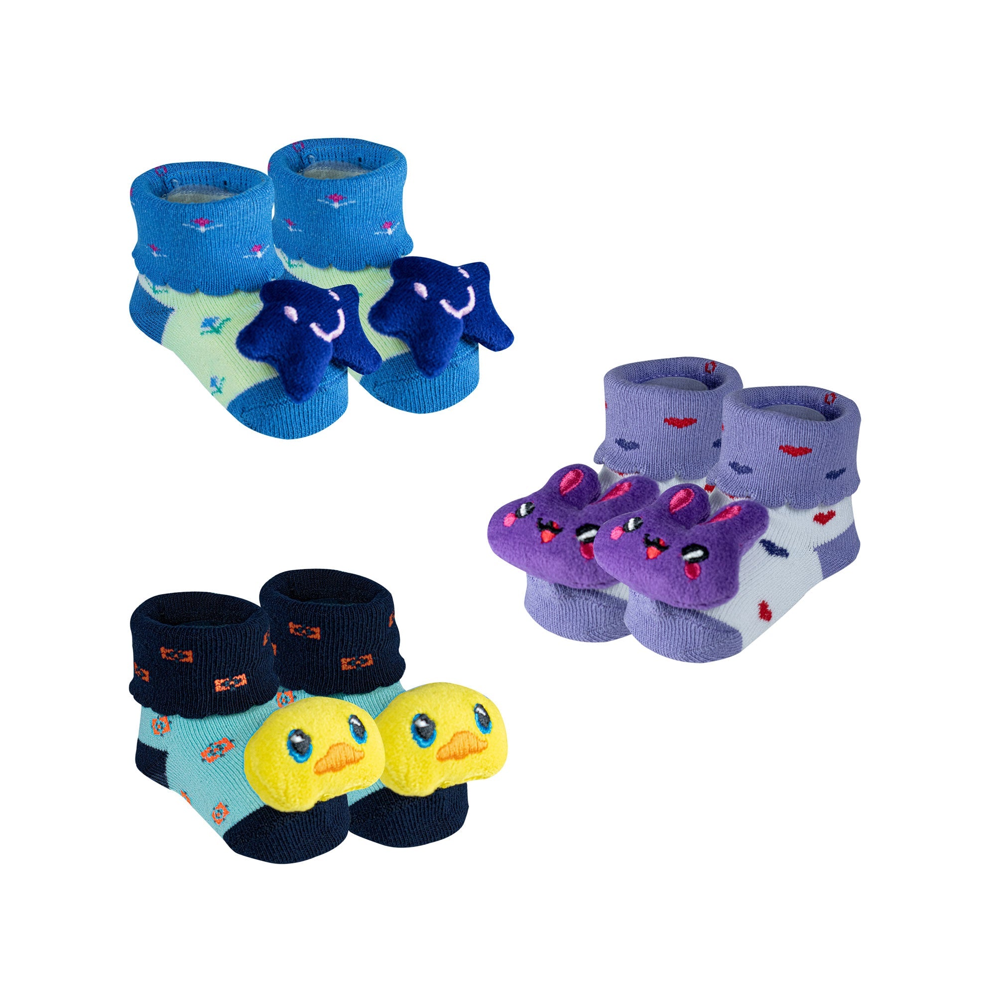 Pack of 3-Stuffed Baby Socks-Combo-3