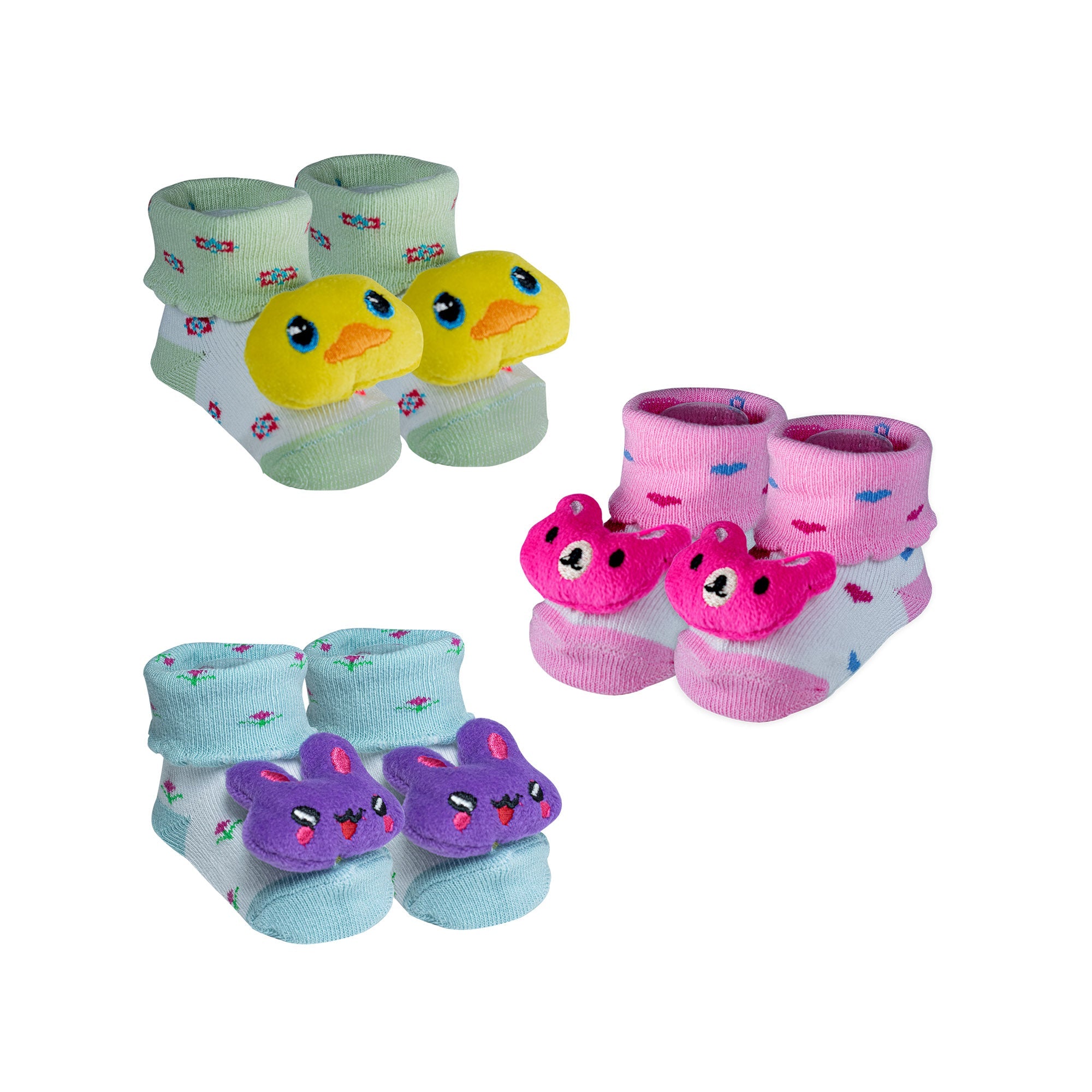 Pack of 3-Stuffed Baby Socks-Combo-4
