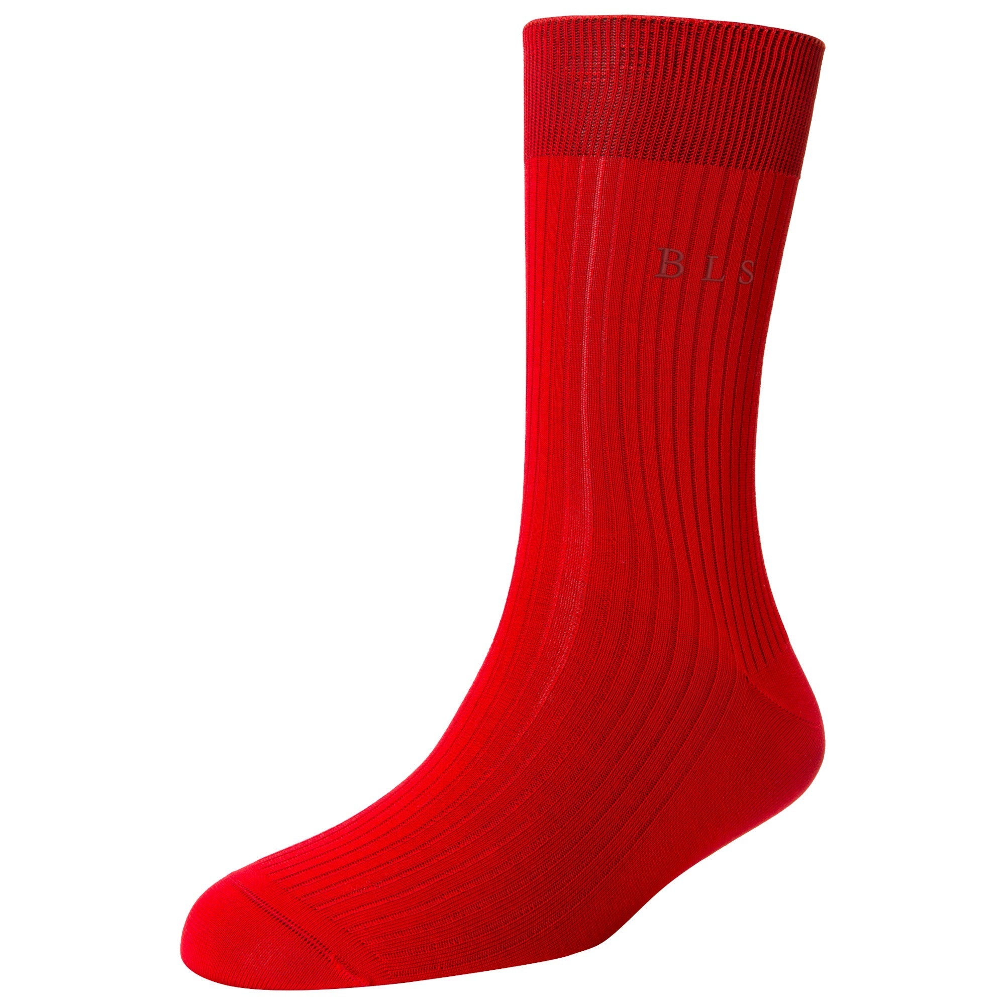 Men's Super Fine 4x1 Rib Monogram Full Length Socks