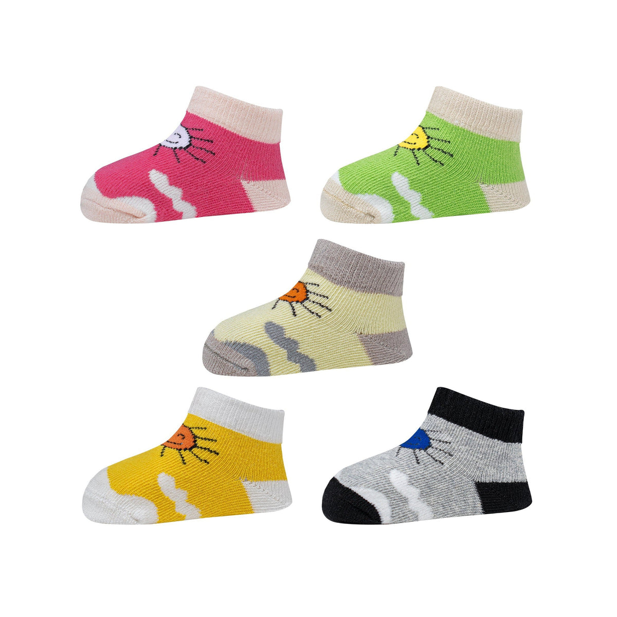 Kids Cotton Antibacterial Ankle length Socks - YW-ASP-8018 - Pack of 5 Pairs
