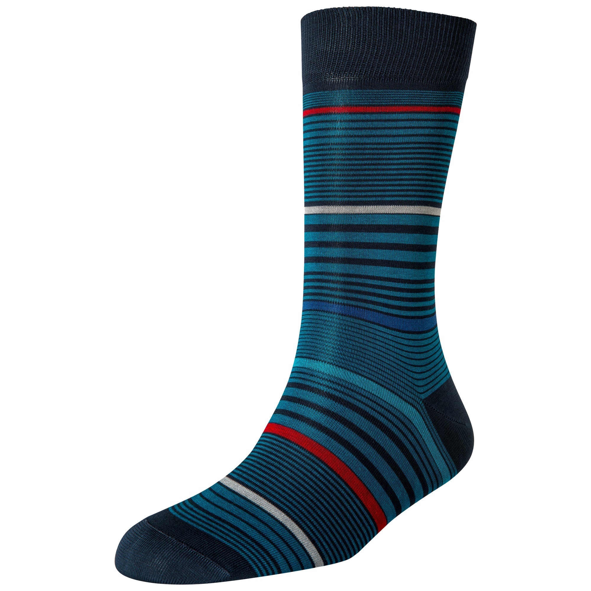 Men's Turquoise Multi Stripe Standard Length Socks