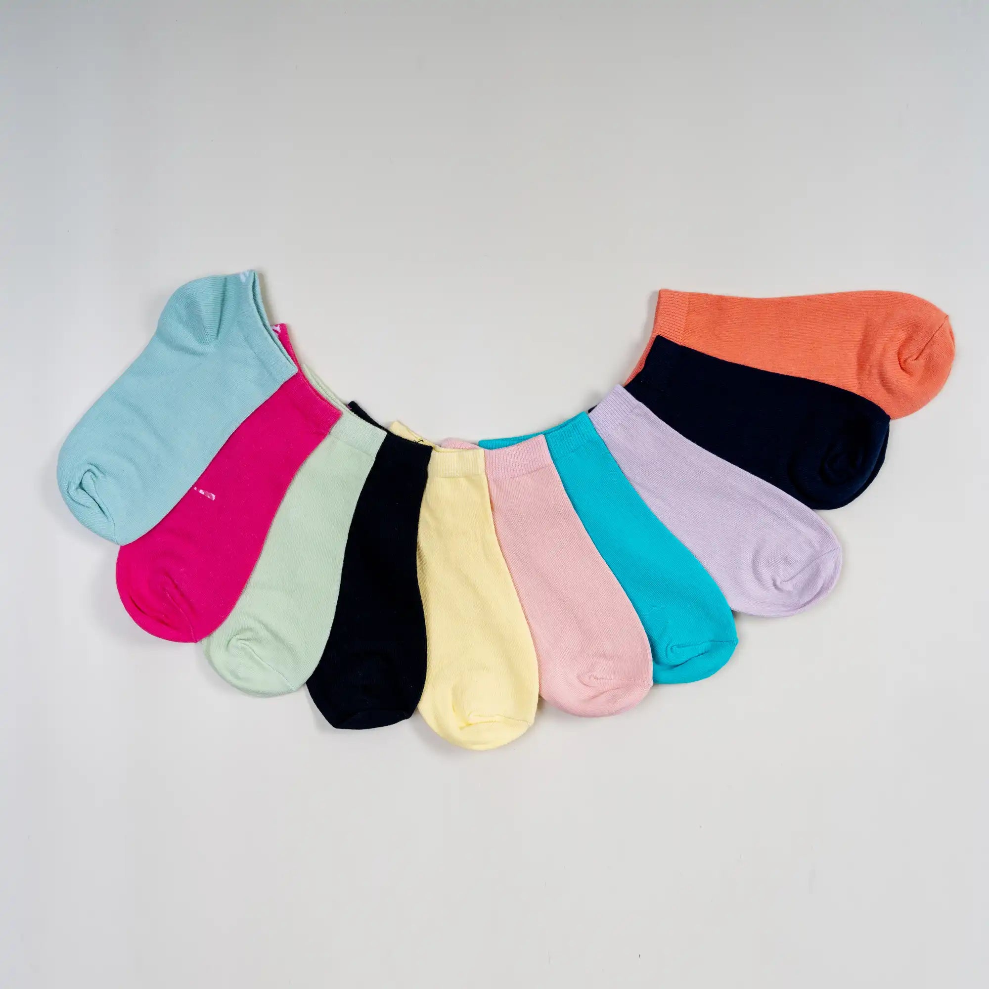 Young Wings Women's Multi Colour Cotton Fabric Solid Low Ankle Length Socks - Pack of 10, Style no. W1-6015