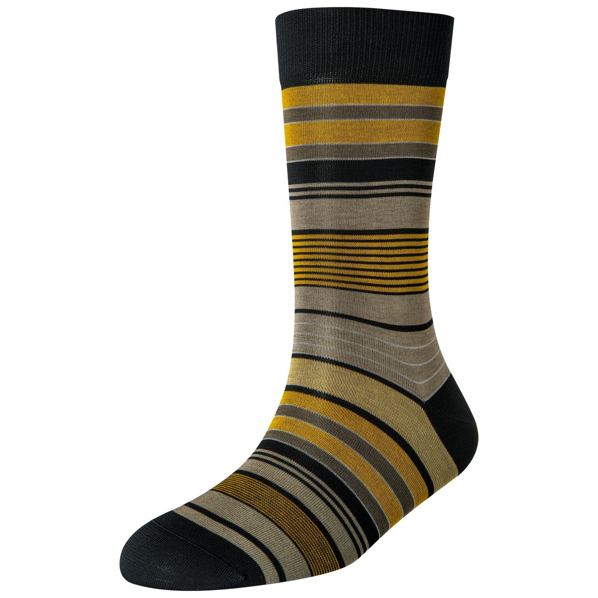 Men's Yellow Multi Stripe Standard Length Socks