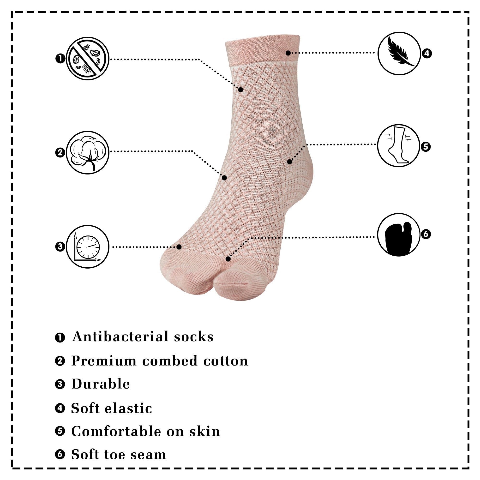 Young Wings Antibacterial Womens Cotton Thumb Ankle Socks WS1001 - Pack of 3