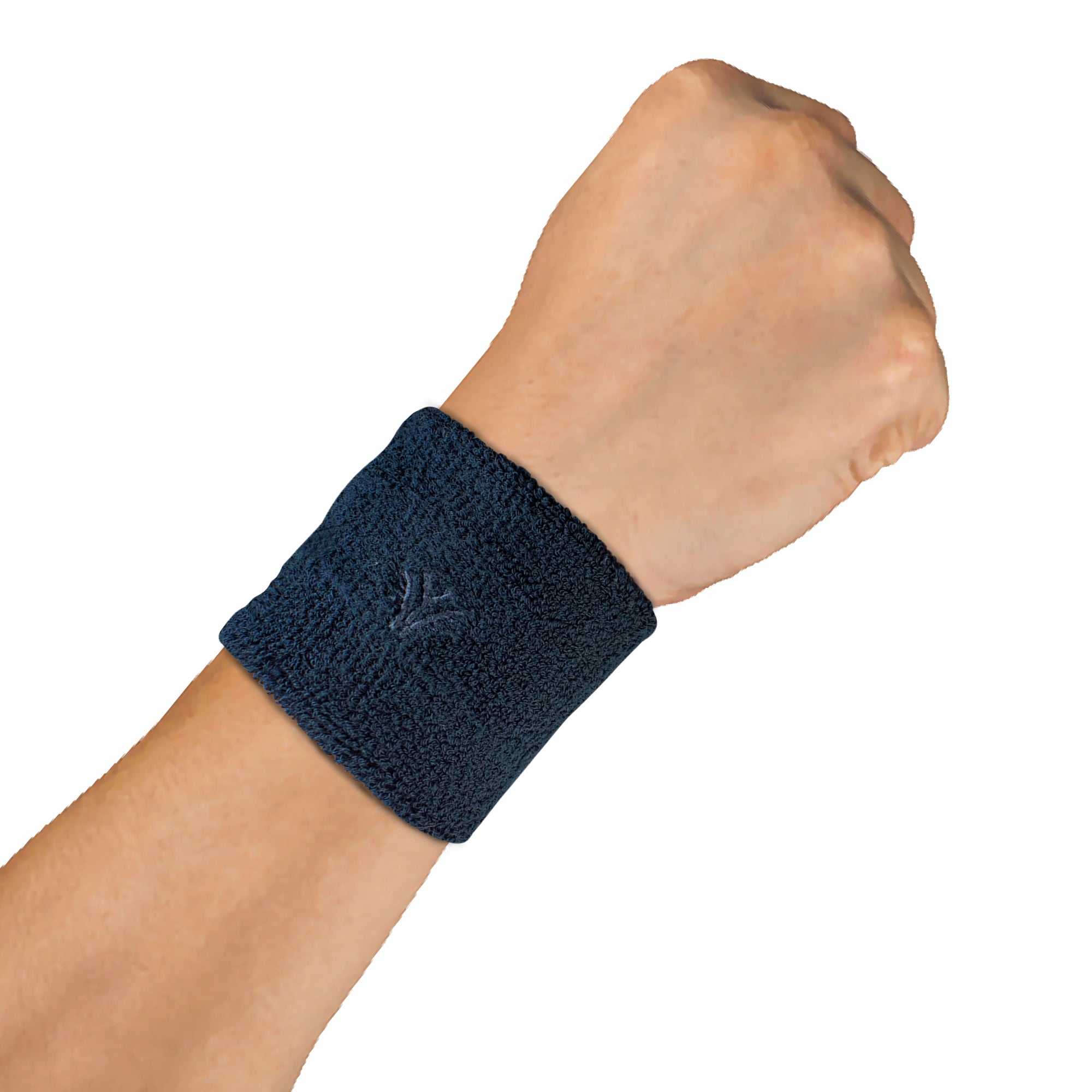 Cotton Wrist Band with Antibacterial and Moisture Wicking (Unisex) - Pack  of 2 Pairs - Black/Navy / FREE SIZE